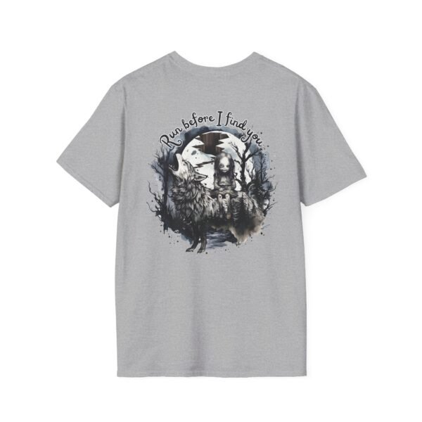 14241817408185683254_2048.jpeg Horror Graphic T-Shirt, Halloween Shirt for Men and Women, Casual Softstyle Tee, Unique Gift for Friends, Run Before I Find You Tee