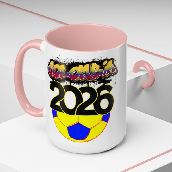 Colombia 2026 Accent Coffee Mug, Fun Soccer Cup, Perfect for Fans, Gift for Soccer Lovers, Sporty Drinkware, Coffee Lovers Gift