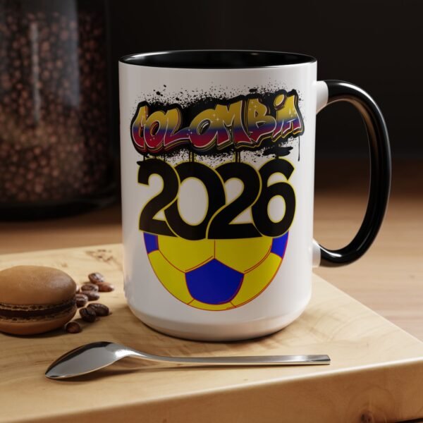 Colombia 2026 Accent Coffee Mug, Fun Soccer Cup, Perfect for Fans, Gift for Soccer Lovers, Sporty Drinkware, Coffee Lovers Gift