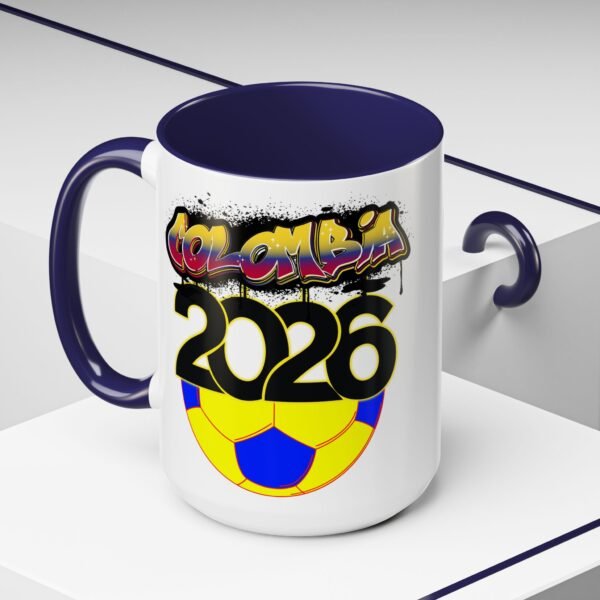 Colombia 2026 Accent Coffee Mug, Fun Soccer Cup, Perfect for Fans, Gift for Soccer Lovers, Sporty Drinkware, Coffee Lovers Gift
