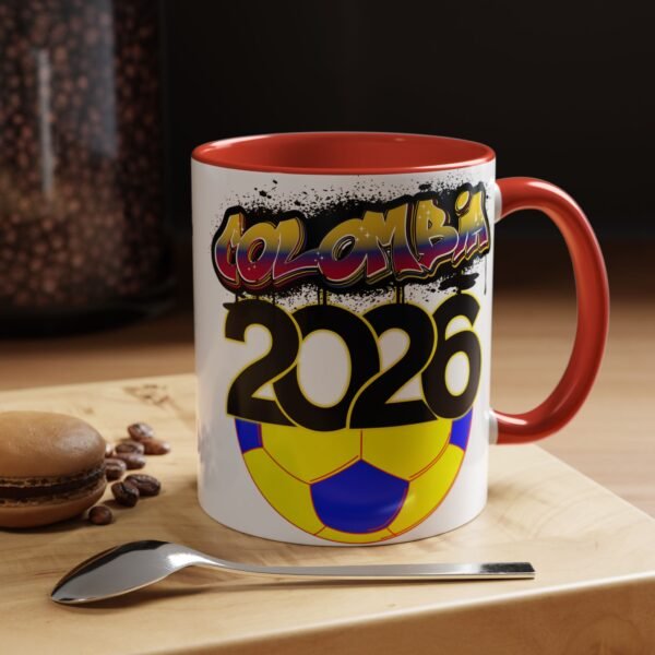 Colombia 2026 Accent Coffee Mug, Fun Soccer Cup, Perfect for Fans, Gift for Soccer Lovers, Sporty Drinkware, Coffee Lovers Gift
