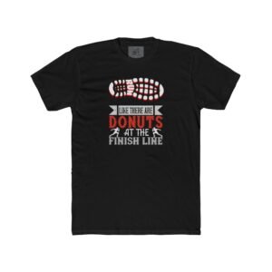 Donut Finish Line Tee, Unisex Cotton Crew Shirt, Fun Running Gift, Fitness Apparel, Workout Tee, Motivational Running Shirt