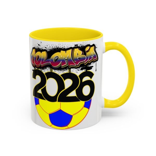 Colombia 2026 Accent Coffee Mug, Fun Soccer Cup, Perfect for Fans, Gift for Soccer Lovers, Sporty Drinkware, Coffee Lovers Gift