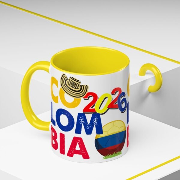 Colombia Soccer Accent Coffee Mug, 2026 World Cup Fan Gift, Sports Enthusiast Mug, Celebration Drinkware, Travel Souvenir