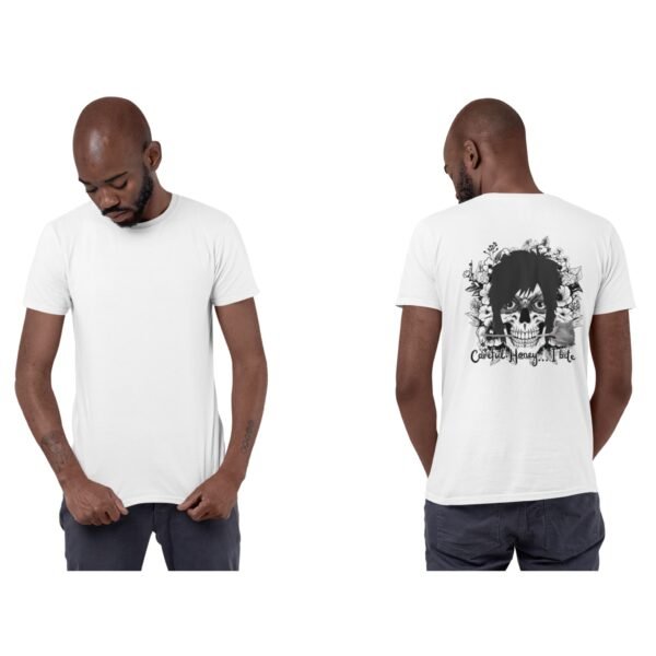 Skull Graphic Unisex Tee, Careful Honey… I Bite, Boho Style, Casual Wear, Gift for Her, Music Festival, Halloween Skull Graphic Unisex Tee, Careful Honey... I Bite, Boho Style, Casual Wear, Gift for Her, Music Festival, Halloween