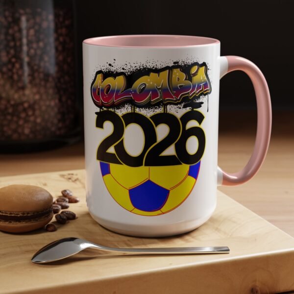 Colombia 2026 Accent Coffee Mug, Fun Soccer Cup, Perfect for Fans, Gift for Soccer Lovers, Sporty Drinkware, Coffee Lovers Gift
