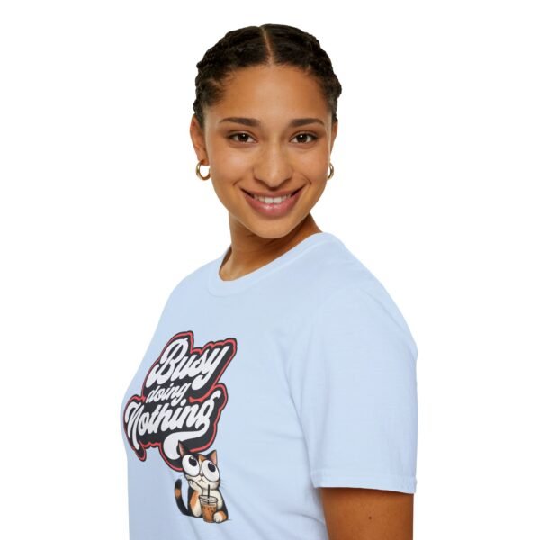 Busy Doing Nothing Unisex Softstyle T-Shirt,  Fun Graphic Tee for Relaxing Days, Gift for Lazy Days, Cute Cat Design