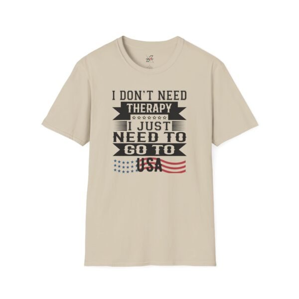 4632005837602889537_2048.jpeg USA Therapy Quote T-Shirt, Unisex Softstyle Tee, Casual Wear, Gift for Friends, Patriotic Shirt, Father's Day Gift