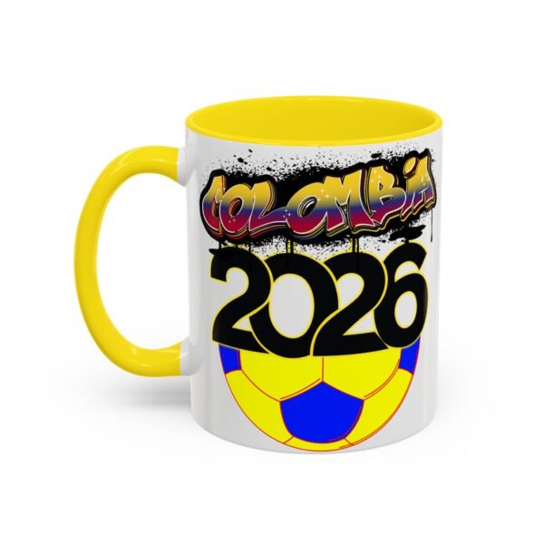 Colombia 2026 Accent Coffee Mug, Fun Soccer Cup, Perfect for Fans, Gift for Soccer Lovers, Sporty Drinkware, Coffee Lovers Gift