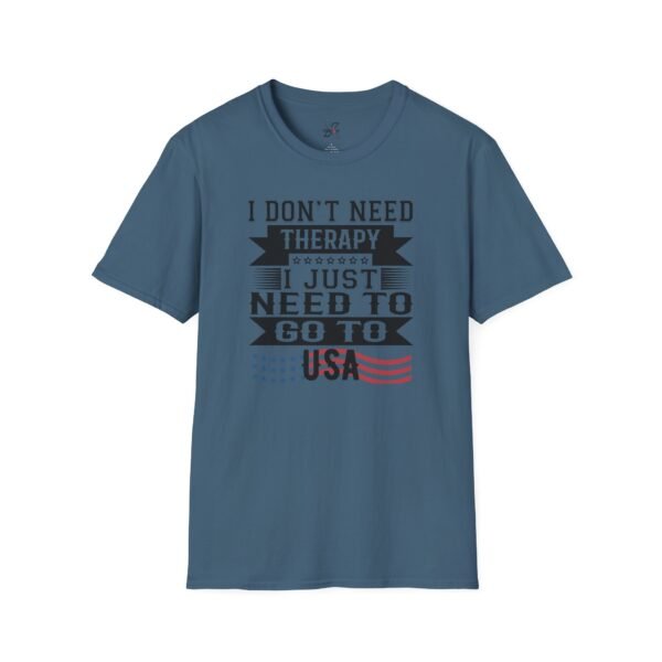 5284527818704614642_2048.jpeg USA Therapy Quote T-Shirt, Unisex Softstyle Tee, Casual Wear, Gift for Friends, Patriotic Shirt, Father's Day Gift