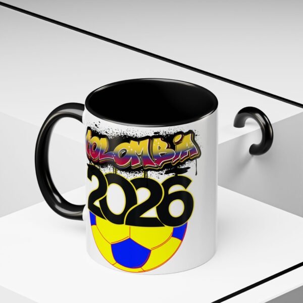 Colombia 2026 Accent Coffee Mug, Fun Soccer Cup, Perfect for Fans, Gift for Soccer Lovers, Sporty Drinkware, Coffee Lovers Gift