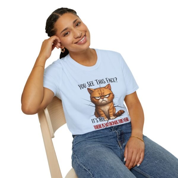 Big Funny Cat Face T-Shirt, Humorous Cat Lover Gift, Grumpy Cat Tee, Gift for Cat Owners, Birthday Apparel, Casual Wear