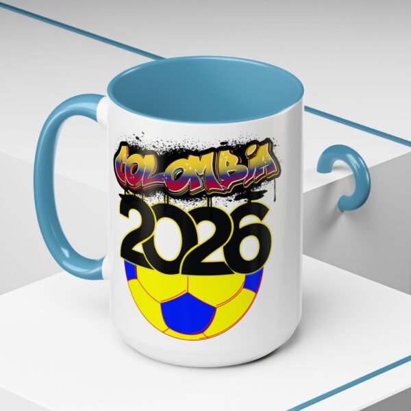 Colombia 2026 Accent Coffee Mug, Fun Soccer Cup, Perfect for Fans, Gift for Soccer Lovers, Sporty Drinkware, Coffee Lovers Gift