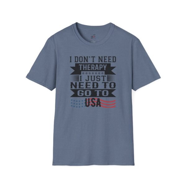 8138040859109988293_2048.jpeg USA Therapy Quote T-Shirt, Unisex Softstyle Tee, Casual Wear, Gift for Friends, Patriotic Shirt, Father's Day Gift