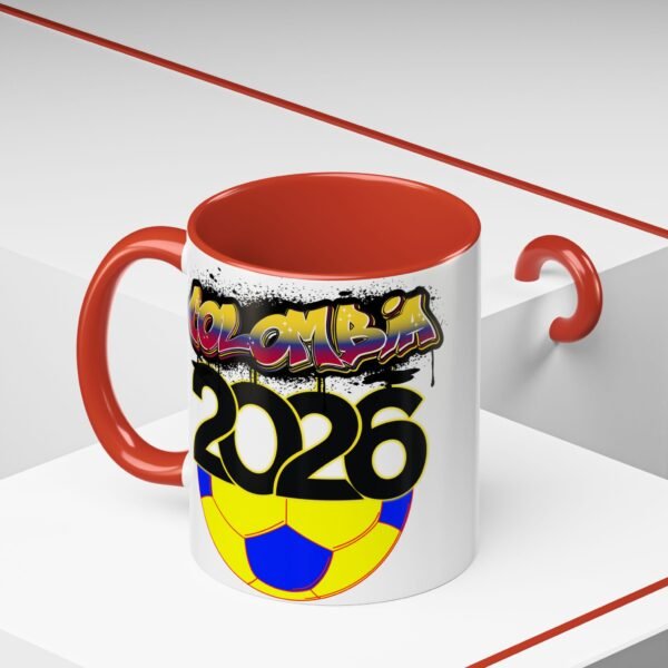 Colombia 2026 Accent Coffee Mug, Fun Soccer Cup, Perfect for Fans, Gift for Soccer Lovers, Sporty Drinkware, Coffee Lovers Gift