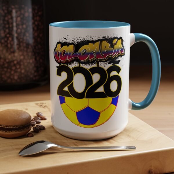 Colombia 2026 Accent Coffee Mug, Fun Soccer Cup, Perfect for Fans, Gift for Soccer Lovers, Sporty Drinkware, Coffee Lovers Gift