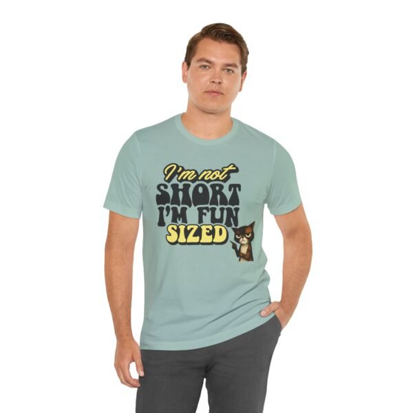 9395994817703304703_2048.jpeg Fun Sized Tee with Whimsical Cat Design, Cute Short Sleeve Shirt for Cat Lovers, Funny Gift for Birthdays, Best Friend Gift, Casual Wear