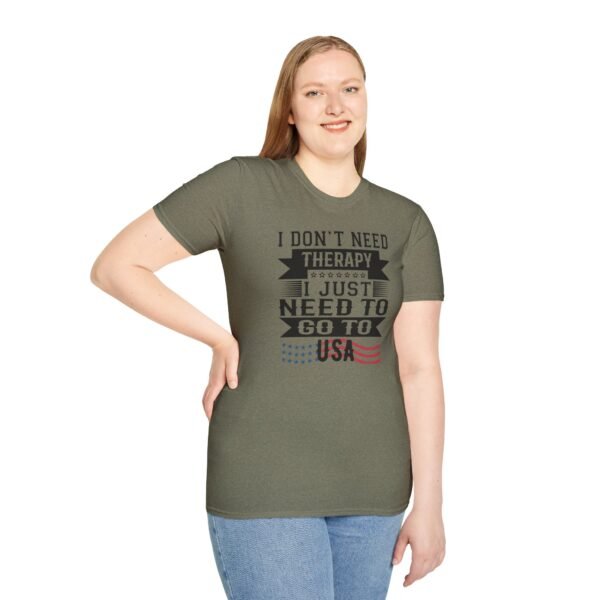 9914520879235034669_2048.jpeg USA Therapy Quote T-Shirt, Unisex Softstyle Tee, Casual Wear, Gift for Friends, Patriotic Shirt, Father's Day Gift