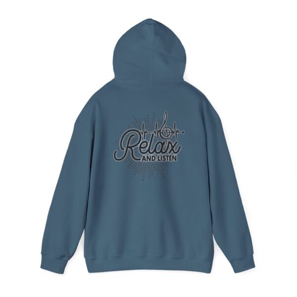 Relax and Listen Unisex Hooded Sweatshirt, Cozy Hoodie, Casual Wear, Gift for Music Lovers, Relaxation Apparel, Music-Themed Clothing