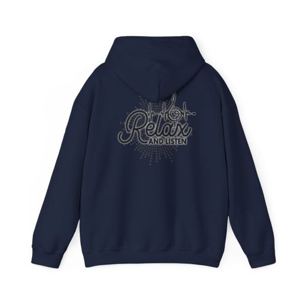 Relax and Listen Unisex Hooded Sweatshirt, Cozy Hoodie, Casual Wear, Gift for Music Lovers, Relaxation Apparel, Music-Themed Clothing