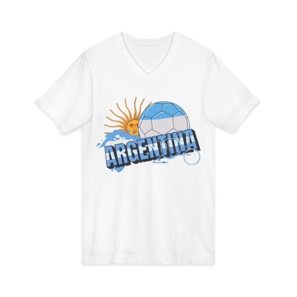12386365880384491230_2048.jpeg Argentina Soccer V-Neck Tee, Casual Sports Apparel, Gift for Soccer Fans, Summer Fashion, World Cup Merchandise, Unisex Sportswear