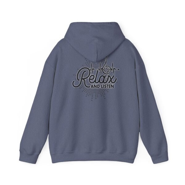 Relax and Listen Unisex Hooded Sweatshirt, Cozy Hoodie, Casual Wear, Gift for Music Lovers, Relaxation Apparel, Music-Themed Clothing