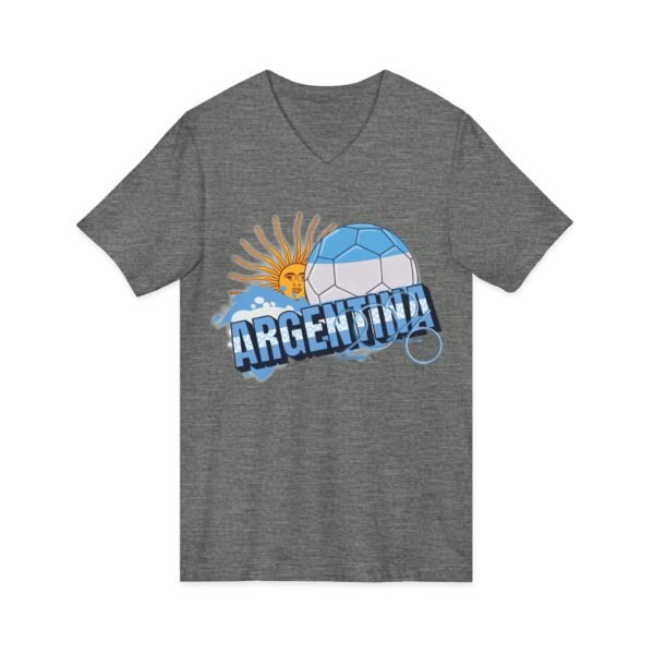 14009524606777810474_2048.jpeg Argentina Soccer V-Neck Tee, Casual Sports Apparel, Gift for Soccer Fans, Summer Fashion, World Cup Merchandise, Unisex Sportswear