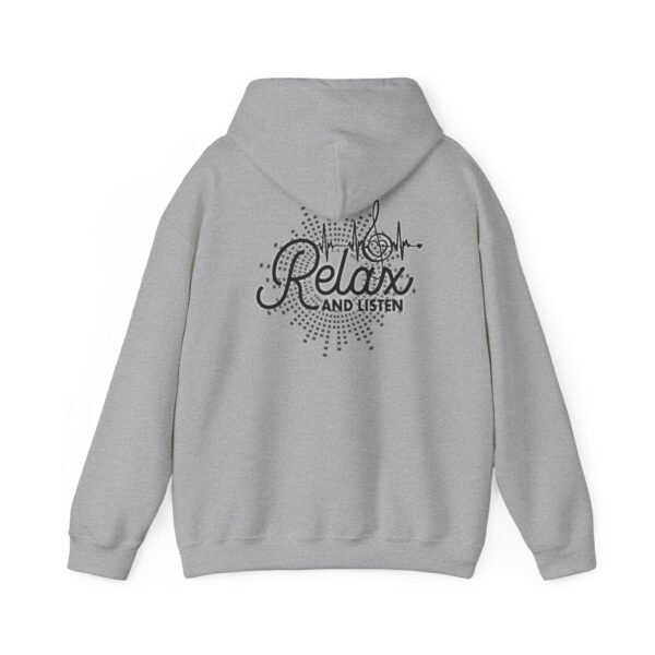 Relax and Listen Unisex Hooded Sweatshirt, Cozy Hoodie, Casual Wear, Gift for Music Lovers, Relaxation Apparel, Music-Themed Clothing