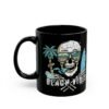 Beach Vibes Skull Mug , Black Ceramic Coffee Cup, Perfect for Surf Lovers, Summer Parties, Beach Days, or Gift for Him/Her
