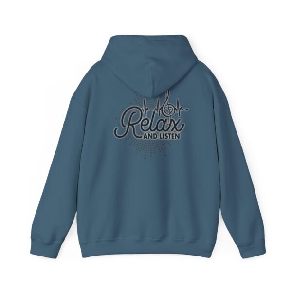 Relax and Listen Unisex Hooded Sweatshirt, Cozy Hoodie, Casual Wear, Gift for Music Lovers, Relaxation Apparel, Music-Themed Clothing