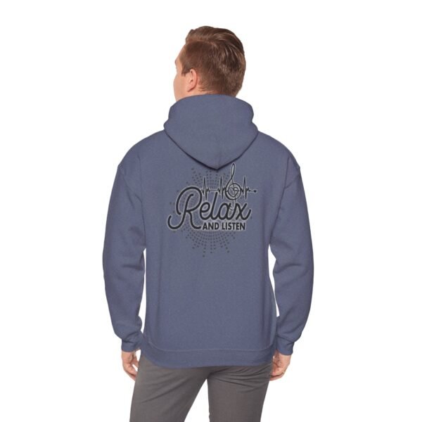 Relax and Listen Unisex Hooded Sweatshirt, Cozy Hoodie, Casual Wear, Gift for Music Lovers, Relaxation Apparel, Music-Themed Clothing