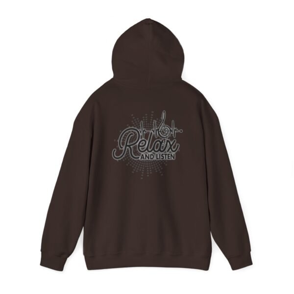 Relax and Listen Unisex Hooded Sweatshirt, Cozy Hoodie, Casual Wear, Gift for Music Lovers, Relaxation Apparel, Music-Themed Clothing