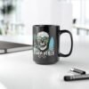 Beach Vibes Skull Mug , Black Ceramic Coffee Cup, Perfect for Surf Lovers, Summer Parties, Beach Days, or Gift for Him/Her