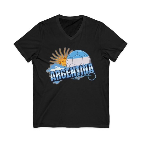3276011709072727855_2048.jpeg Argentina Soccer V-Neck Tee, Casual Sports Apparel, Gift for Soccer Fans, Summer Fashion, World Cup Merchandise, Unisex Sportswear
