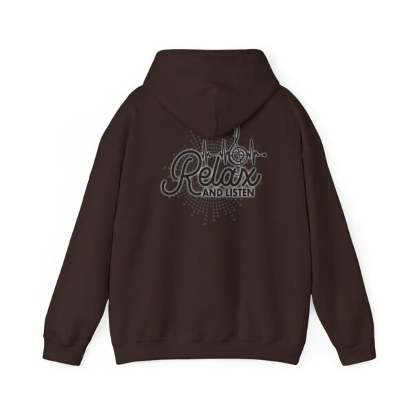 Relax and Listen Unisex Hooded Sweatshirt, Cozy Hoodie, Casual Wear, Gift for Music Lovers, Relaxation Apparel, Music-Themed Clothing