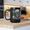 Beach Vibes Skull Mug , Black Ceramic Coffee Cup, Perfect for Surf Lovers, Summer Parties, Beach Days, or Gift for Him/Her