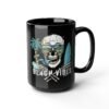 Beach Vibes Skull Mug , Black Ceramic Coffee Cup, Perfect for Surf Lovers, Summer Parties, Beach Days, or Gift for Him/Her