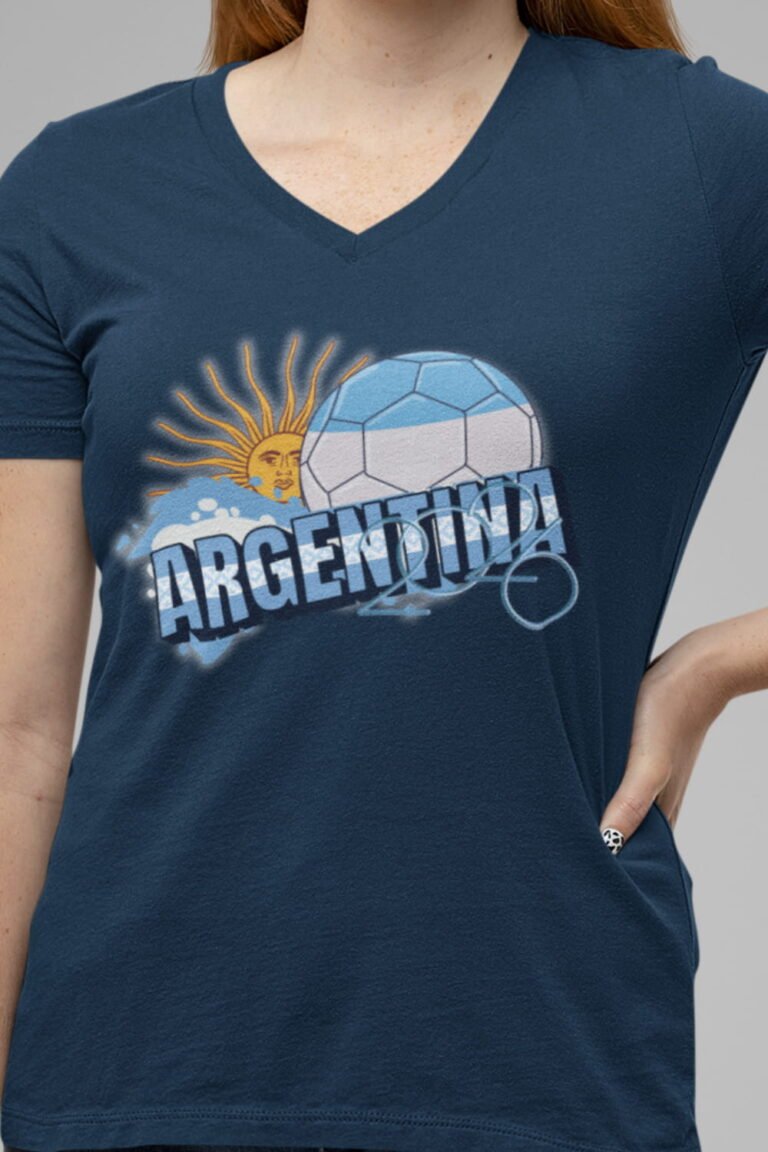 Home Argentina Soccer V-Neck Tee, Casual Sports Apparel, Gift for Soccer Fans, Summer Fashion, World Cup Merchandise, Unisex Sportswear