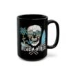 Beach Vibes Skull Mug , Black Ceramic Coffee Cup, Perfect for Surf Lovers, Summer Parties, Beach Days, or Gift for Him/Her