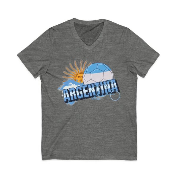 8406661714186284869_2048.jpeg Argentina Soccer V-Neck Tee, Casual Sports Apparel, Gift for Soccer Fans, Summer Fashion, World Cup Merchandise, Unisex Sportswear