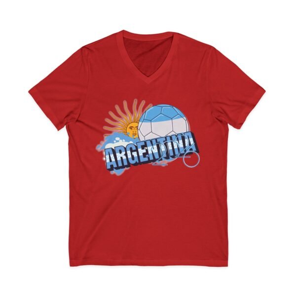 9146974117006510815_2048.jpeg Argentina Soccer V-Neck Tee, Casual Sports Apparel, Gift for Soccer Fans, Summer Fashion, World Cup Merchandise, Unisex Sportswear