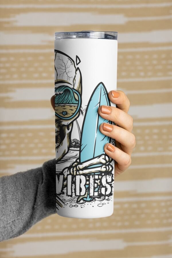 Beach Vibes Tumbler, Summer Tee, Surfing Apparel, Vacation Gift, Stainless Steel, Double-Wall Insulated, Lid & Straw