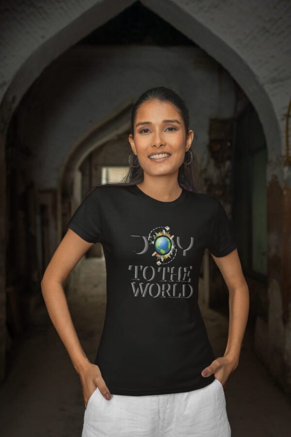 Joy Globe Graphic Women’s Tee, Joy To The World Holiday Christmas Shirt, Christmas apparel, Joyful Message Tee Joy Globe Graphic Women's Tee, Joy To The World Holiday Christmas Shirt, Christmas apparel, Joyful Message Tee