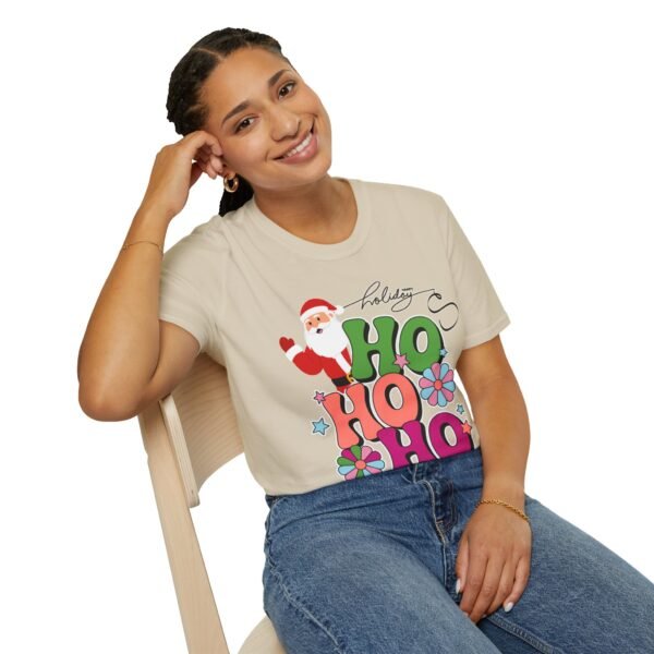 Women's Christmas Santa Claus T-shirt , Retro Floral Christmas Tee, Festive Outfit,  Holiday Apparel