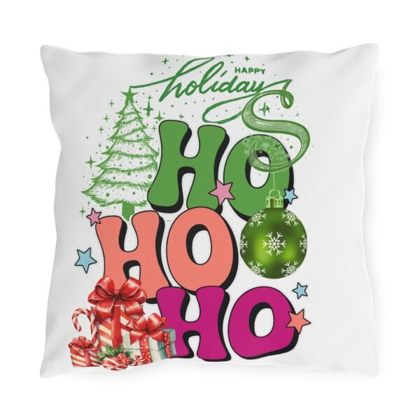 Christmas Outdoor Pillow,  Happy Holiday Decorative Cushion with Ornaments Gifts, Double-Sided Print