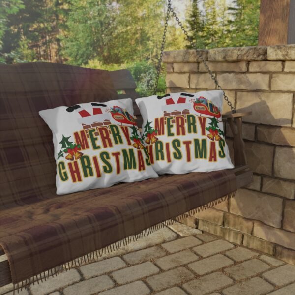 Merry Christmas Outdoor Pillow, Christmas pillow, holiday décor, outdoor cushion, vintage Christmas design