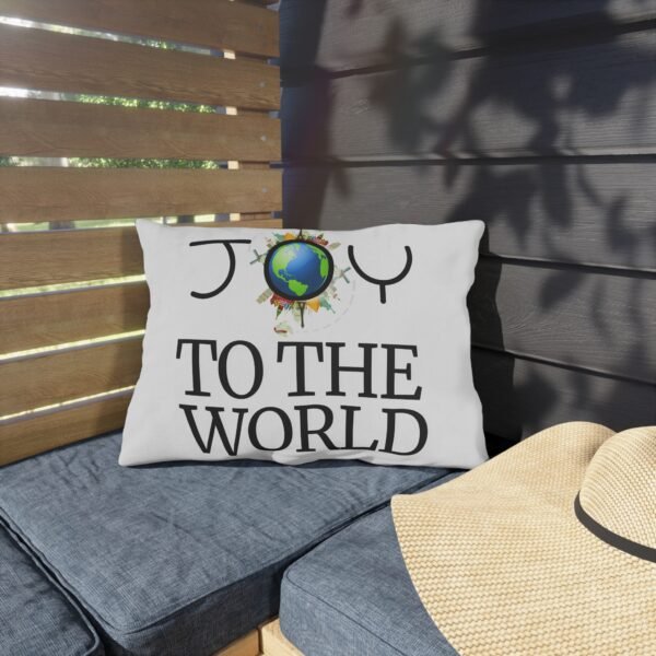 Joy to the World Outdoor Pillow,  Holiday Globe Decorative Cushion, Double Sided Print