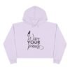 Women's Crop Hoodie, Wipe Your Paws Cat Graphic Cropped Hoodie