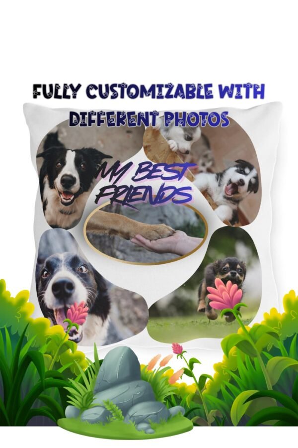 Personalized Outdoor Pillow, My Best Friends Dog Photo Collage Throw Pillow,  Weather-Resistant, Double-Sided Gift for Pet Lovers