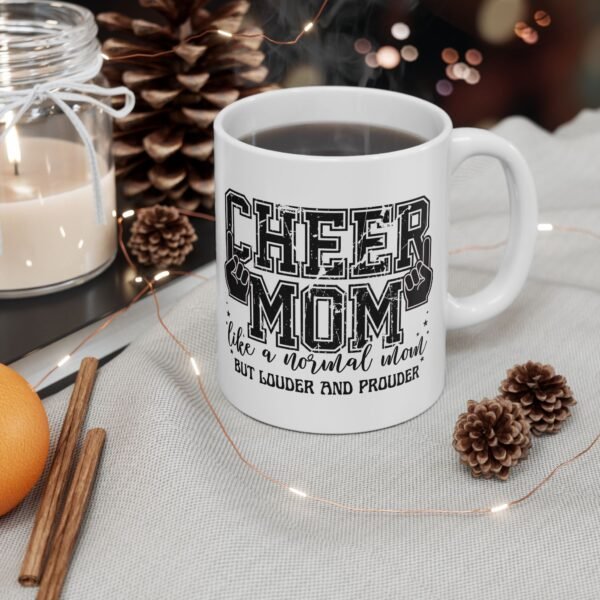 Cheer Mom Mug, Cheerleading Gift, Ceramic Coffee Cup, Cheer Coach Present, Team Spirit Mug, Cheerleader Mom, Motivational Drinkware